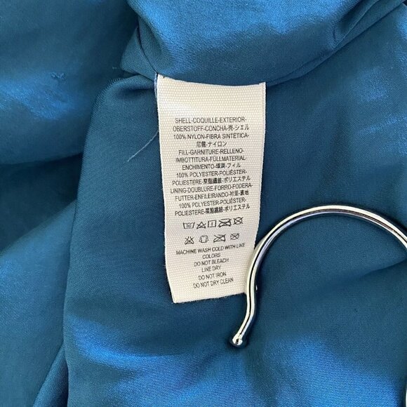 Free People Easy Bomber Jacket Oversized Quilted Coat Turquoise Blue Size Small - Picture 6 of 7